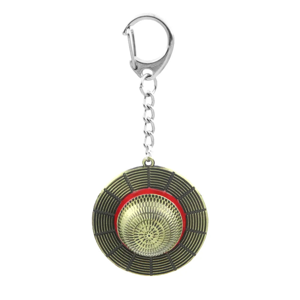 Mini Straw Hat Keychain Metal Charm