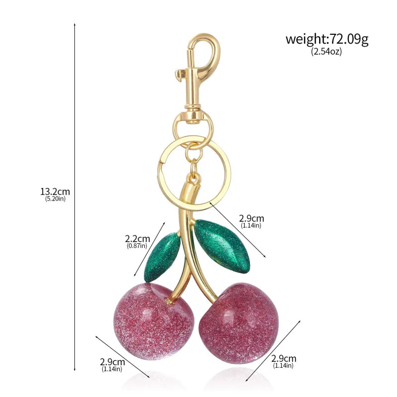 Glossy Cherry Keychain Bag Charm