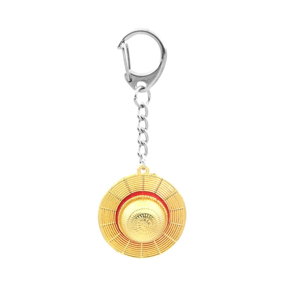 Mini Straw Hat Keychain Metal Charm