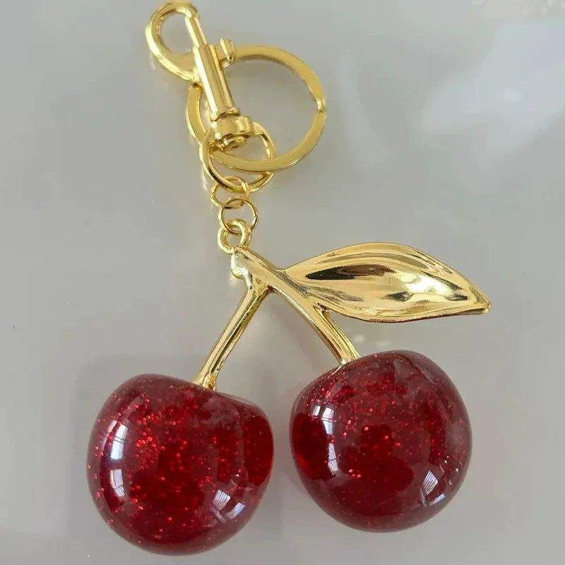 Glossy Cherry Keychain Bag Charm