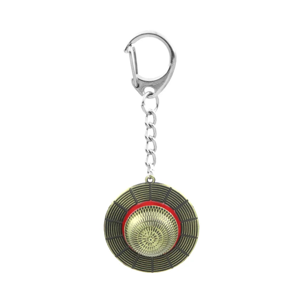 Mini Straw Hat Keychain Metal Charm