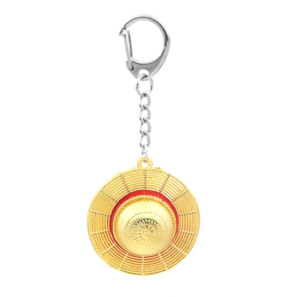 Mini Straw Hat Keychain Metal Charm