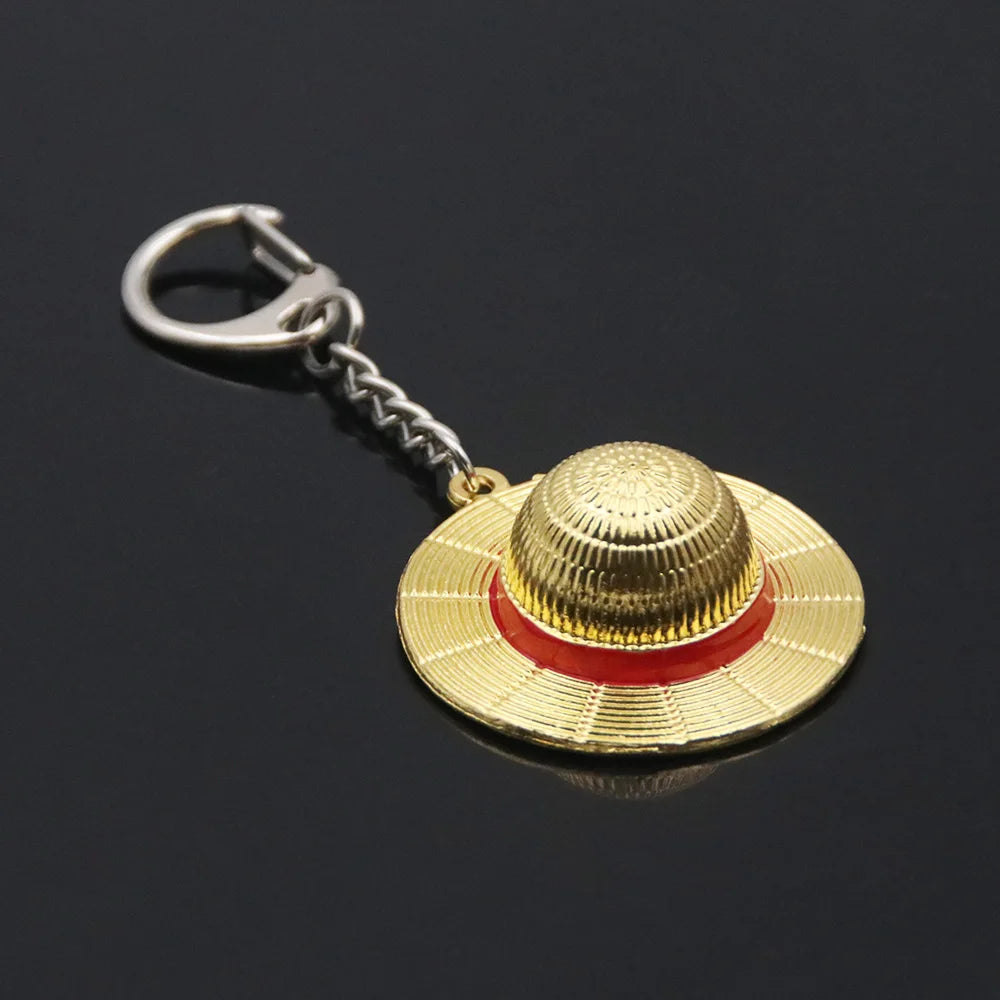 Mini Straw Hat Keychain Metal Charm